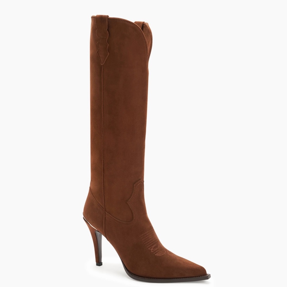 Partlow Brown Suede Boots with Stiletto Heel. NEW and unworn